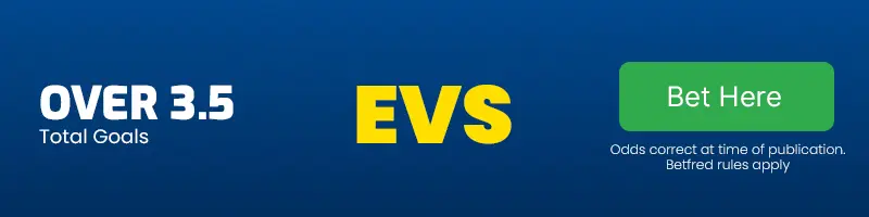 Over 3. 5 total goals in sheff utd vs chelsea at evs