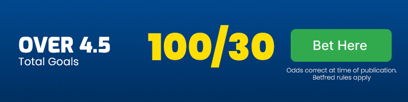Over 4. 5 goals in brentford vs fulham at 100-30