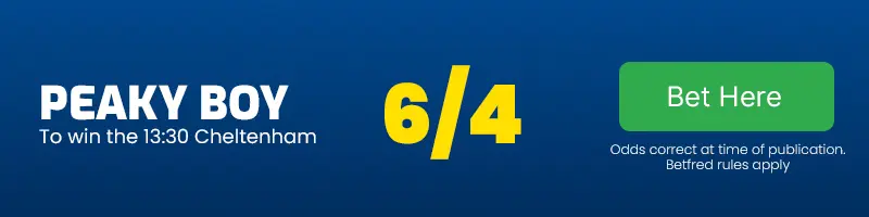 Peaky boy to win the 13. 30 cheltenham at 6-4