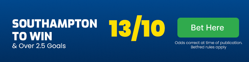 Southampton to beat stoke & over 2. 5 goals at 13-10
