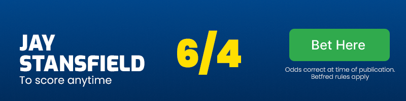 Jay stansfield to score anytime at 6/4