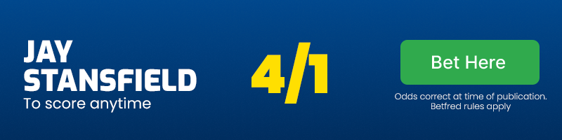 Jay stansfield to score anytime at 4/1