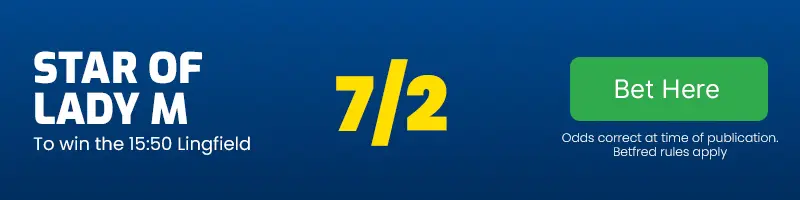 Star of lady m to win the 15. 50 lingfield at 7-2