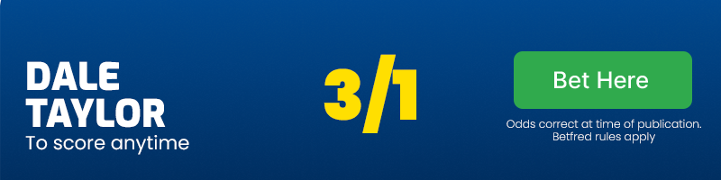 Dale taylor to score anytime at 3/1