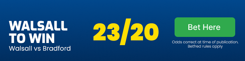 Walsall to win at 23/20