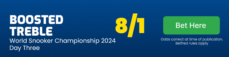World snooker championship 2024 day three boosted treble at 8-1