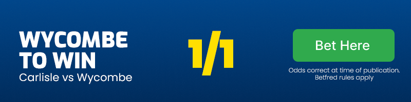 Wycombe to win at 1/1
