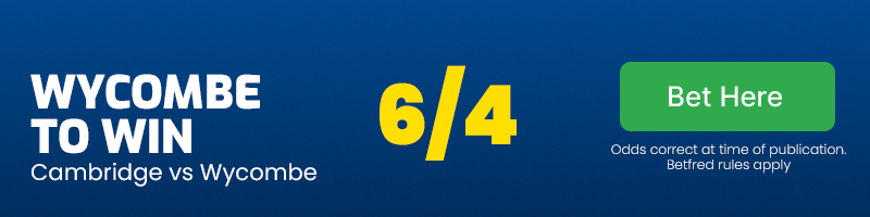 Wycombe to win at 6/4