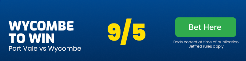 Wycombe to win at 9/5