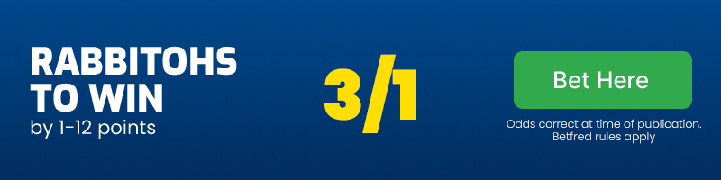 Rabbitohs to win by 1-12 @ 3/1