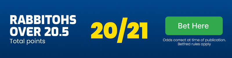Rabbitohs over 20. 5 points @ 20/21