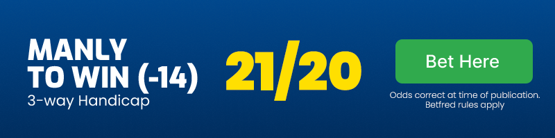 Manly to win -14 @ 21/20