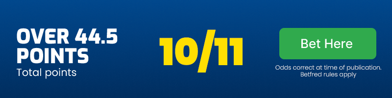 Raiders-roosters over 44. 5 points @ 10/11