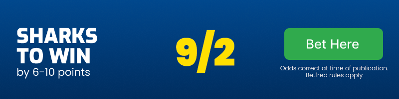 Sharks to win by 6-10 @ 9/2