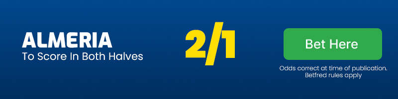 Almeria to score in both halves vs cadiz at 2-1