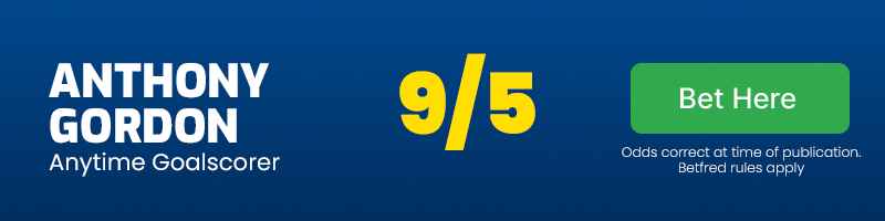 Anthony gordon anytime goalscorer in man united vs newcastle at 9-5