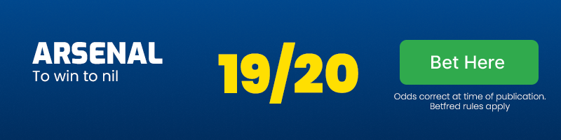 Arsenal to win to nil at 19/20