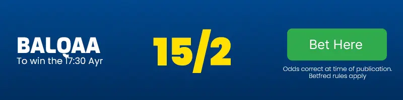 Balqaa to win the 17. 30 ayr at 15-2