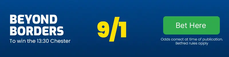 Beyond borders to win the 13. 30 chester at 9-1