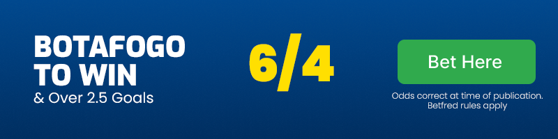 Botafogo to beat quito & over 2. 5 goals at 6-4