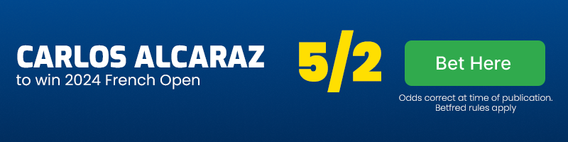 Carlos alcaraz to win 2024 french open at 5-2