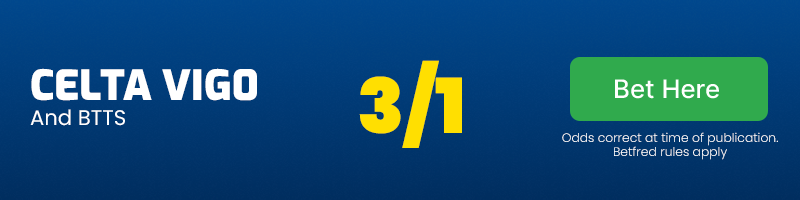 Celta vigo and both teams to score at 3/1