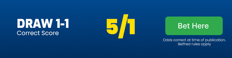 Correct score - draw 1-1 in getafe vs athletic bilbao at 5-1