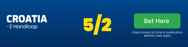 Croatia -2 handicap at 5/2