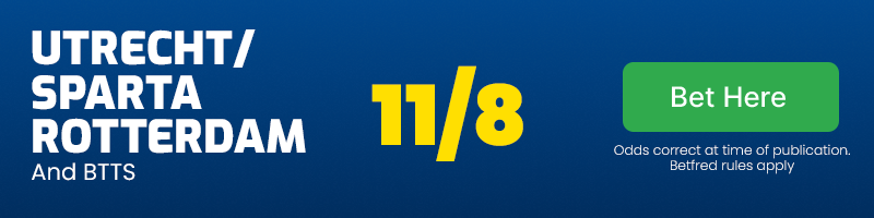 Utrecht or sparta rotterdam and both teams to score at 11/8