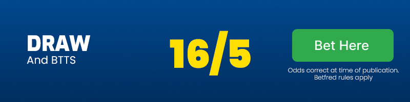 Draw and both teams to score at 16/5