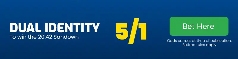 Dual identity to win the 20. 42 sandown at 5-1
