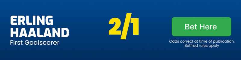 Erling haaland to score first at 2-1