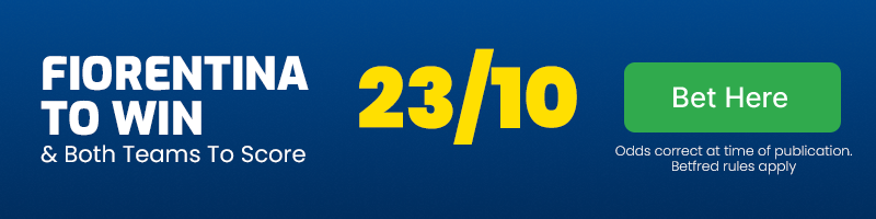 Fiorentina to beat cagliari & both teams to score at 23-10