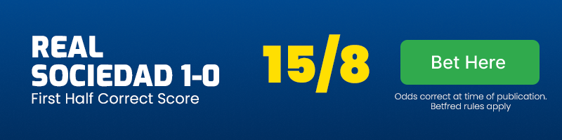 First half correct score - real sociedad 1-0 vs las palmas at 15-8