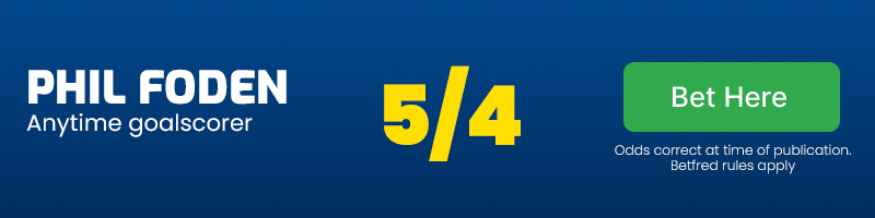 Phil foden anytime goalscorer at 5/4