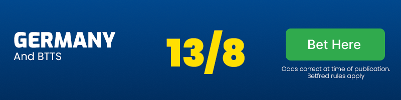 Germany and both teams to score at 13/8
