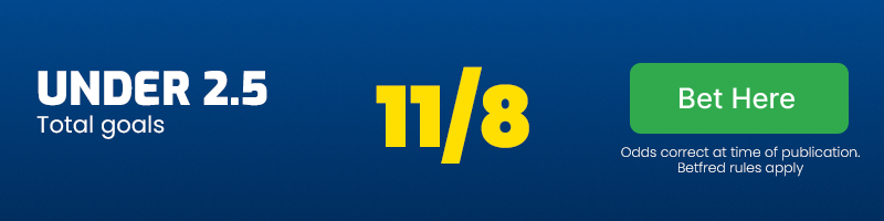Under 2. 5 goals at 11/8