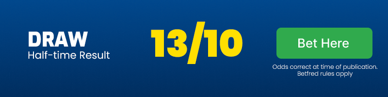 Half-time result - draw in cagliari vs fiorentina at 13-10
