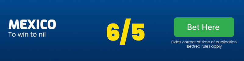 Mexico to win to nil at 6/5