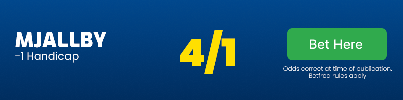 Mjallby -1 handicap at 4/1