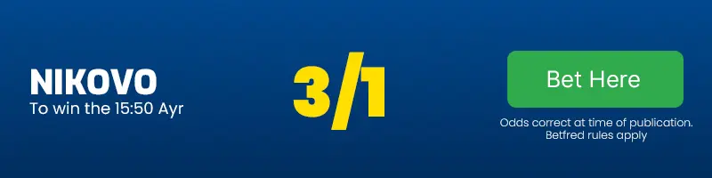 Nikovo to win the 15. 50 ayr at 3-1