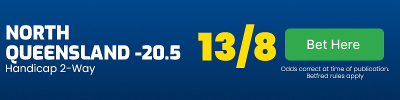 North queensland cowboys -20. 5 at 13-8