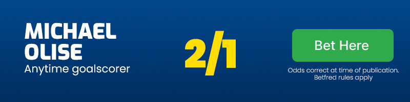 Michael olise anytime goalscorer at 2/1