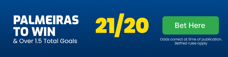 Palmeiras to beat san lorenzo & over 1. 5 total goals at 21-20