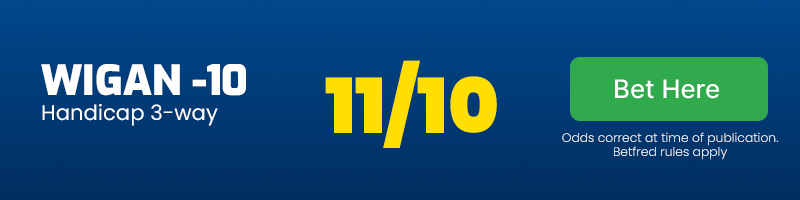 Wigan warriors -10 handicap at 11/10