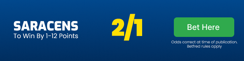 Saracens to win by 1-12 points vs sale at 2-1