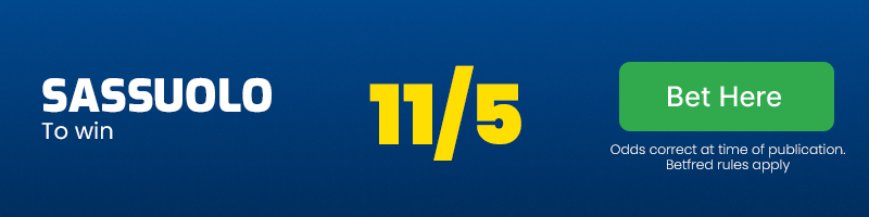 Sassuolo to win at 11/5