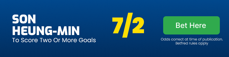 Son heung-min to score two or more goals in tottenham vs burnley at 7-2
