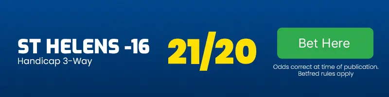 St helens -16 handicap vs leeds rhinos at 21-20