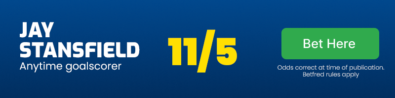 Jay stansfield anytime goalscorer at 11/5